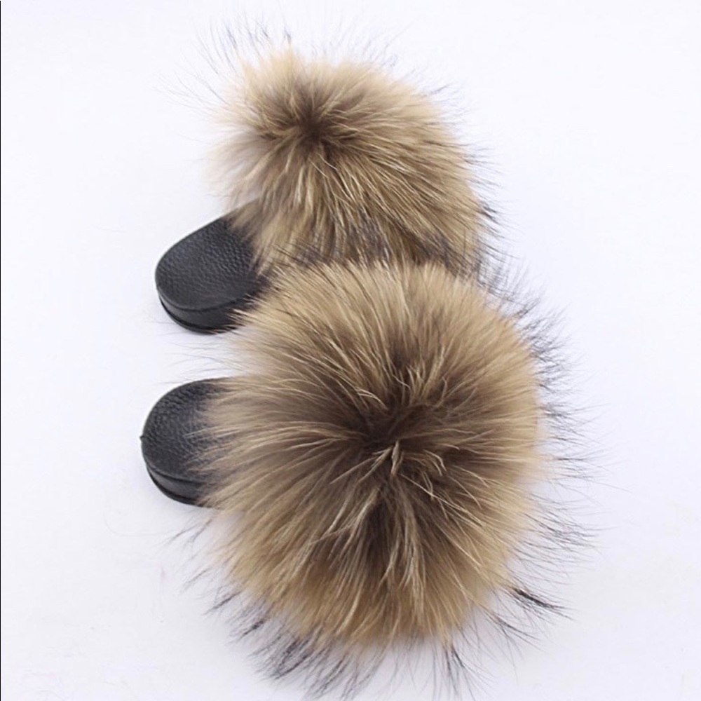 Raccoon kids fox fur slides